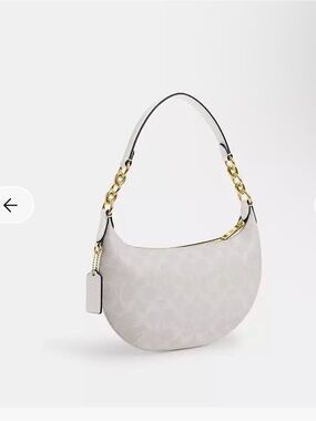 Coach Crescent Shoulder Bag in Chalk with Gold Hardware